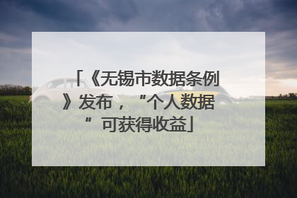 《无锡市数据条例》发布，“个人数据”可获得收益