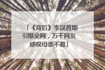《背后》李晟首期引爆全网，万千网友感叹母亲不易