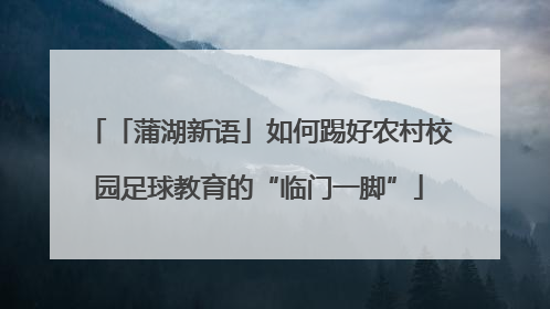「蒲湖新语」如何踢好农村校园足球教育的“临门一脚”