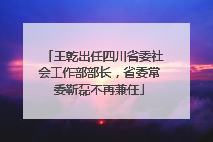王乾出任四川省委社会工作部部长，省委常委靳磊不再兼任