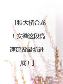 特大桥合龙！安徽这段高速建设最新进展！