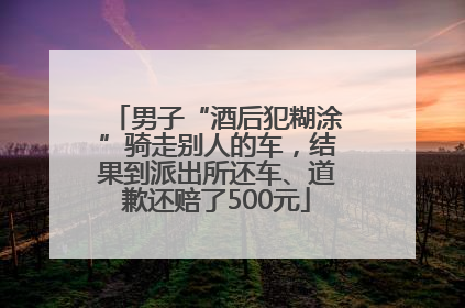 男子“酒后犯糊涂”骑走别人的车，结果到派出所还车、道歉还赔了500元