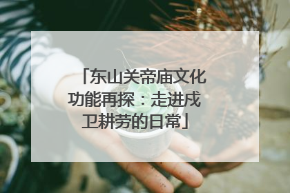 东山关帝庙文化功能再探：走进戍卫耕劳的日常