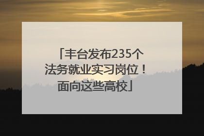 丰台发布235个法务就业实习岗位！面向这些高校