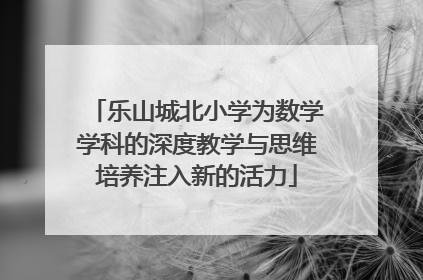 乐山城北小学为数学学科的深度教学与思维培养注入新的活力