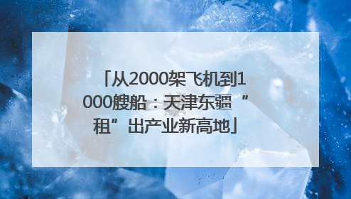 从2000架飞机到1000艘船：天津东疆“租”出产业新高地