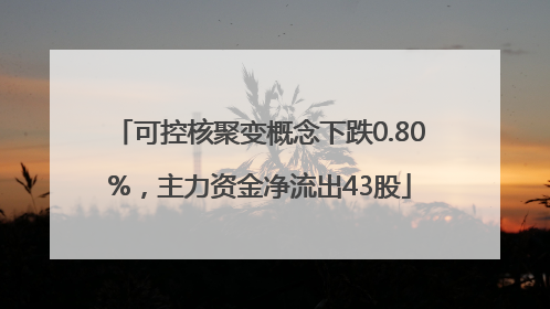 可控核聚变概念下跌0.80%，主力资金净流出43股