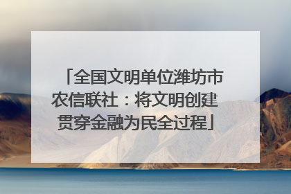 全国文明单位潍坊市农信联社：将文明创建贯穿金融为民全过程