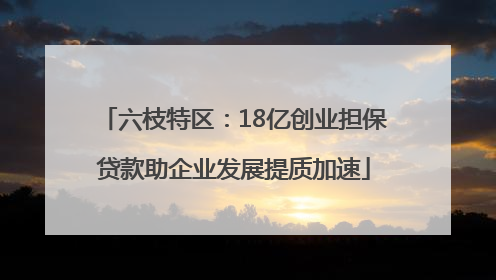 六枝特区：18亿创业担保贷款助企业发展提质加速