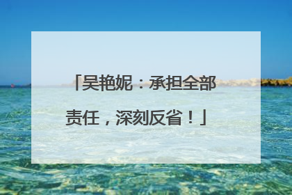 吴艳妮：承担全部责任，深刻反省！