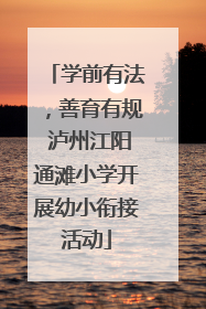 学前有法，善育有规 泸州江阳通滩小学开展幼小衔接活动