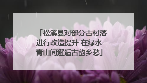 松溪县对部分古村落进行改造提升 在绿水青山间邂逅古韵乡愁