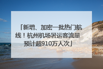 新增、加密一批热门航线！杭州机场暑运客流量预计超910万人次
