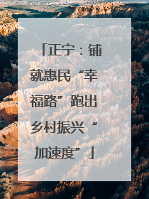 正宁：铺就惠民“幸福路”跑出乡村振兴“加速度”