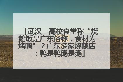 武汉一高校食堂称“烧鹅饭是广东俗称，食材为烤鸭”？广东多家烧鹅店：鸭是鸭鹅是鹅
