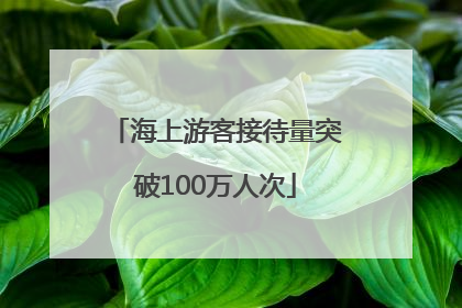 海上游客接待量突破100万人次