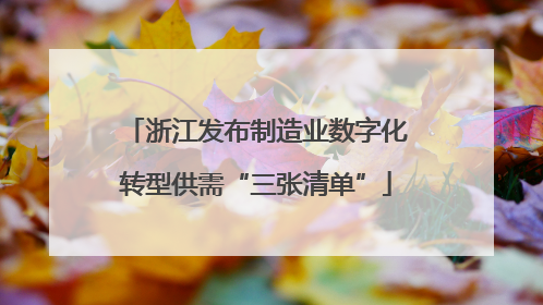 浙江发布制造业数字化转型供需“三张清单”