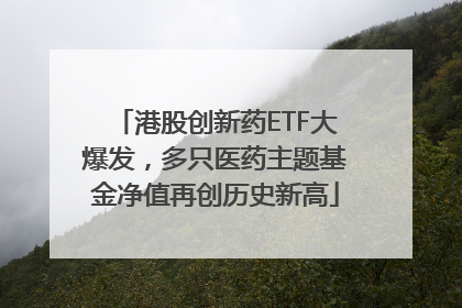港股创新药ETF大爆发，多只医药主题基金净值再创历史新高