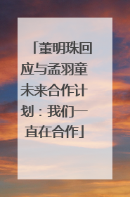 董明珠回应与孟羽童未来合作计划：我们一直在合作