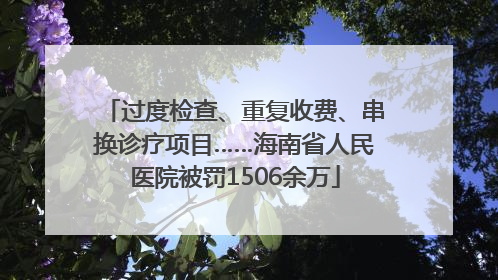 过度检查、重复收费、串换诊疗项目……海南省人民医院被罚1506余万