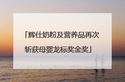 辉仕奶粉及营养品再次斩获母婴龙标奖金奖