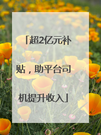 超2亿元补贴，助平台司机提升收入