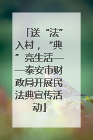 送“法”入村，“典”亮生活——泰安市财政局开展民法典宣传活动