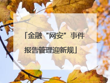 金融“网安”事件报告管理迎新规