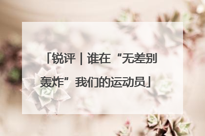 锐评｜谁在“无差别轰炸”我们的运动员