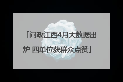 问政江西4月大数据出炉 四单位获群众点赞