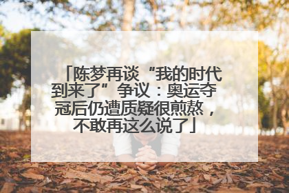 陈梦再谈“我的时代到来了”争议：奥运夺冠后仍遭质疑很煎熬，不敢再这么说了