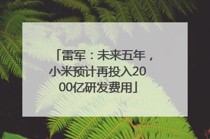 雷军：未来五年，小米预计再投入2000亿研发费用
