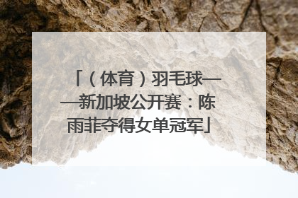 （体育）羽毛球——新加坡公开赛：陈雨菲夺得女单冠军